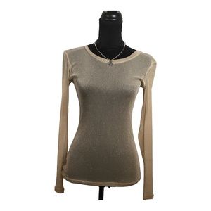 Free People Gold Sheer Top Size Small